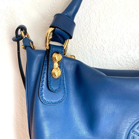 Marino Orlandi Blue Tote Bag with Gold Accents - Picture 3 of 16